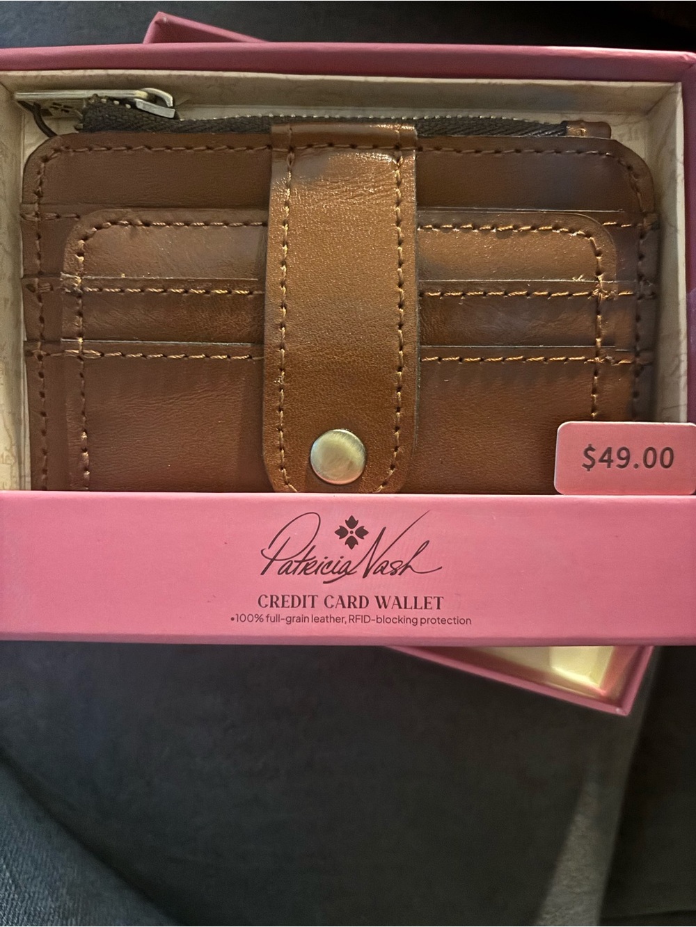 Patricia Nash Chestnut Brown Leather Card Wallet -new with tags